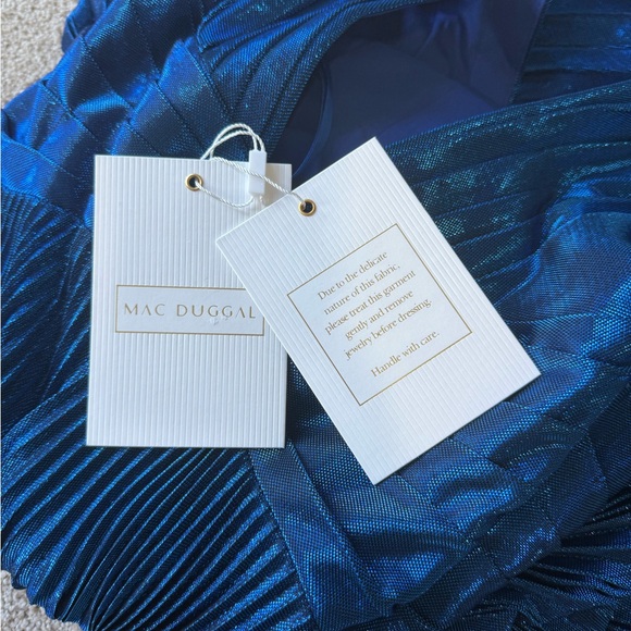 Mac Duggal Shimmering Blue Maxi Dress - Picture 9 of 9